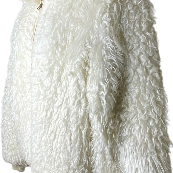 Giacca Gallery Women's Faux Fur Fluffy Winter Coat L White Pockets Lined Zipper - Picture 10 of 13